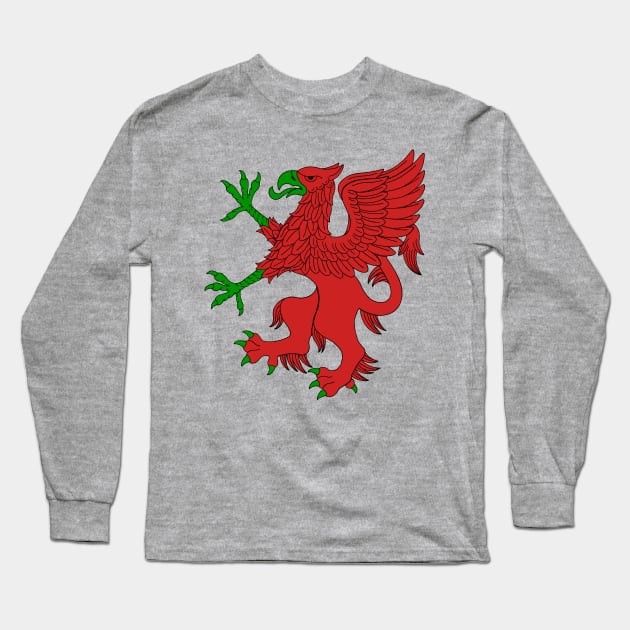 Griffin Rampant in Red and Green Long Sleeve T-Shirt by AzureLionProductions